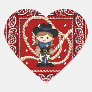 Cowgirl Herz-Aufkleber