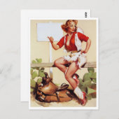 Cowgirl Hitch a Ride Button Up Postkarte (Vorne/Hinten)