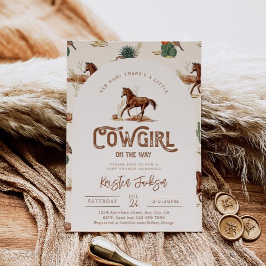 Cowgirl Horse Baby Shower Einladung