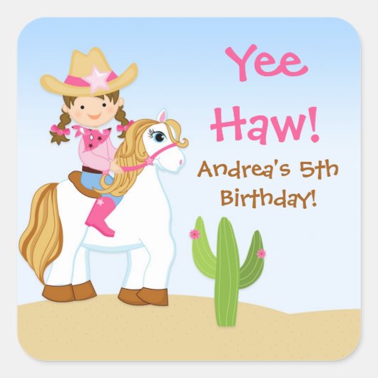 Cowgirl Horse Birthday Party Fevor Sticker (Vorderseite)