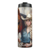 Cowgirl Horse Floral Rustic Charm Thermosbecher (Vorderseite)