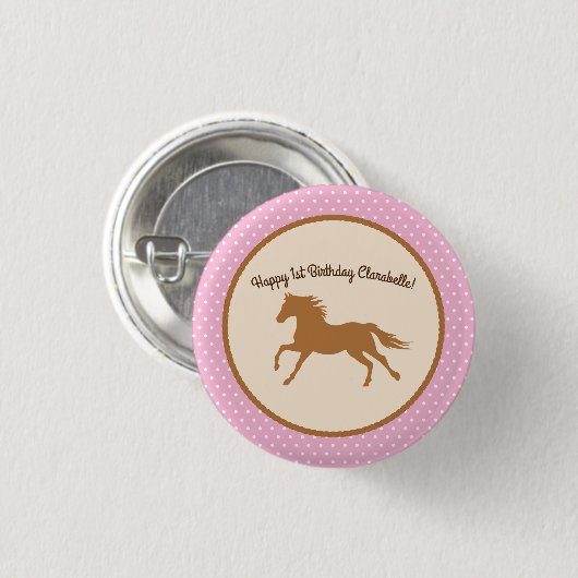 Cowgirl Horse Kid Girl's Birthday Party Thema Button (Vorne & Hinten)