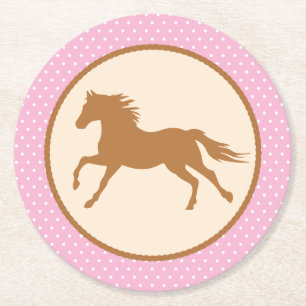 Cowgirl Horse Kid Girl's Birthday Party Thema Runder Pappuntersetzer