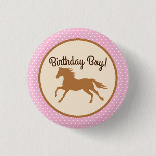 Cowgirl Horse Pony Niedlich 1. Geburtstag Party Th Button