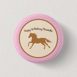 Cowgirl Horse Pony Niedlich 1. Geburtstag Party Th Button