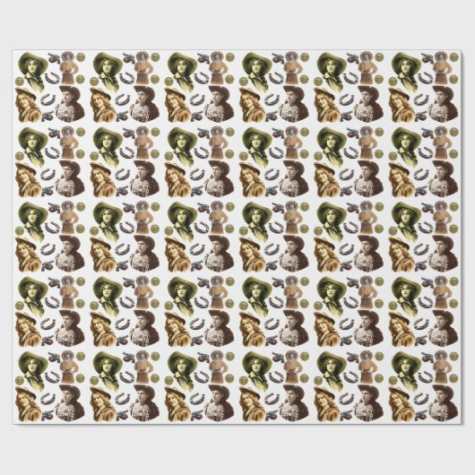 cowgirl HORSE SHOES old photographs clipART Geschenkpapier (Flach)