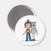 Cowgirl & Horse Strichmännchen Magnet (Vorderseite/Rückseite)