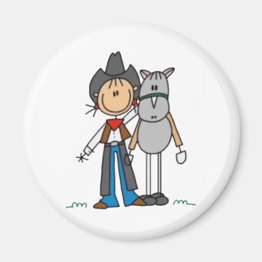 Cowgirl & Horse Strichmännchen Magnet (Vorne)