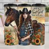 Cowgirl Horse Sunflowers Rustic Charm Thermosbecher