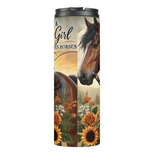 Cowgirl Horse Sunflowers Rustic Charm Thermosbecher (Rückseite)
