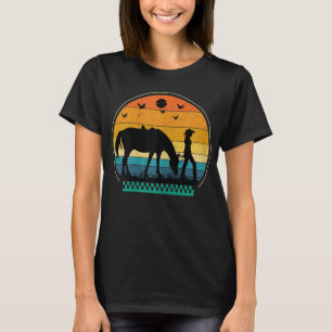 Cowgirl Horse Sunset Retro Vintag Vecto Ho T-Shirt