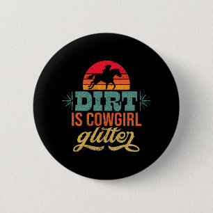 Cowgirl Horseback Riding Country Rodeo Retro Vinta Button