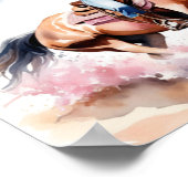 Cowgirl Horseback Riding on Beach by Ocean Custom Poster (Ecke)