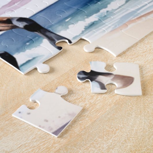 Cowgirl Horseback Riding on Beach by Ocean Custom Puzzle (Seite)