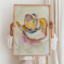 Cowgirl Hut Malerei Decke, Western Ranch Pastel