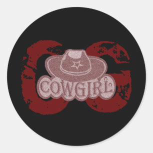 Cowgirl Hut! Runder Aufkleber