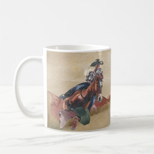 Cowgirl im Aquarell auf Western Kaffeetasse (Links)