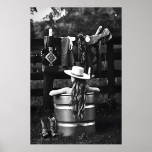 Cowgirl in Badewanne Kunstprint Trendy Western Poster