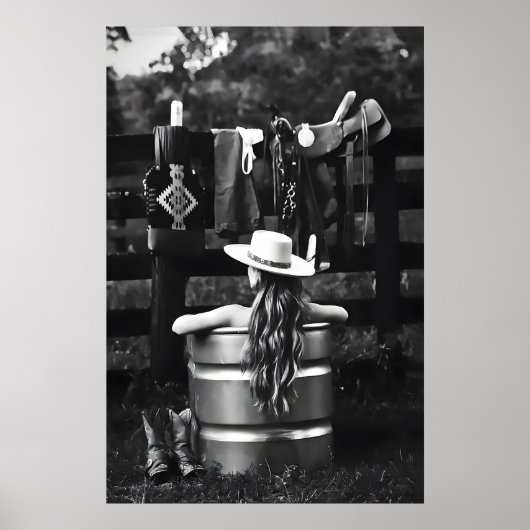 Cowgirl in Bathtub Art Print Trendy Western Poster (Vorne)
