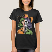 Cowgirl in Bone Western Skeleton Halloween T-Shirt (Vorderseite)