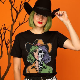Cowgirl in Bone Western Skeleton Halloween T-Shirt