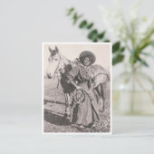Cowgirl in der Reitgewohnheit der 1880er Postkarte (Stehend Vorderseite)