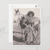 Cowgirl in der Reitgewohnheit der 1880er Postkarte (Vorne/Hinten)