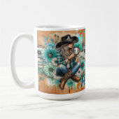 Cowgirl in Hut mit floralem Design Kaffeetasse (Links)