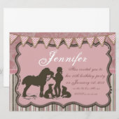 Cowgirl in Pink Einladung (Vorne/Hinten)