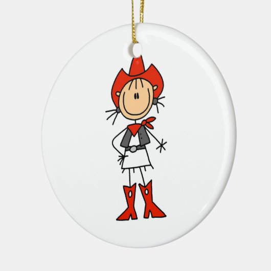 Cowgirl in Red T - Shirt and Gifts Keramikornament (Links)
