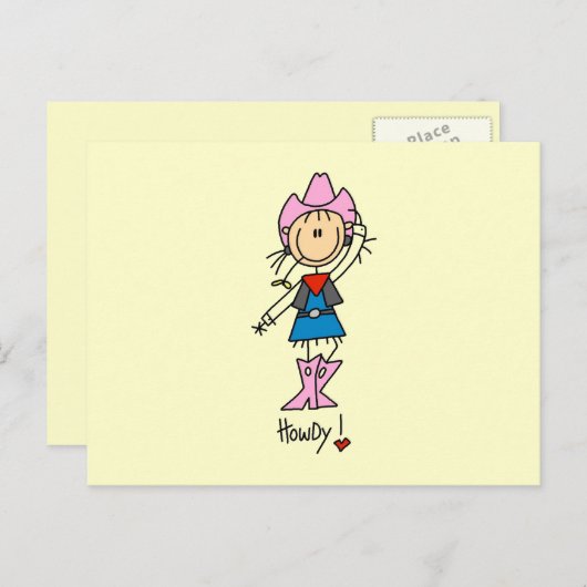 Cowgirl in rosa T - Shirt und Geschenke Postkarte (Vorne/Hinten)