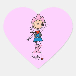 Cowgirl in rosa T-Shirts und Geschenken Herz-Aufkleber