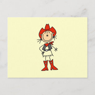 Cowgirl in roten T-Shirts und Geschenken Postkarte