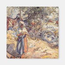 Cowgirl in the Meadow (Kind mit Landtieren)