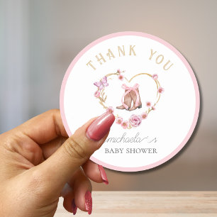 Cowgirl ist auf der Way Baby Dusche Danke Runder Aufkleber