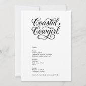 Cowgirl-Junggeselinnen-Abschied Einladung (Rückseite)