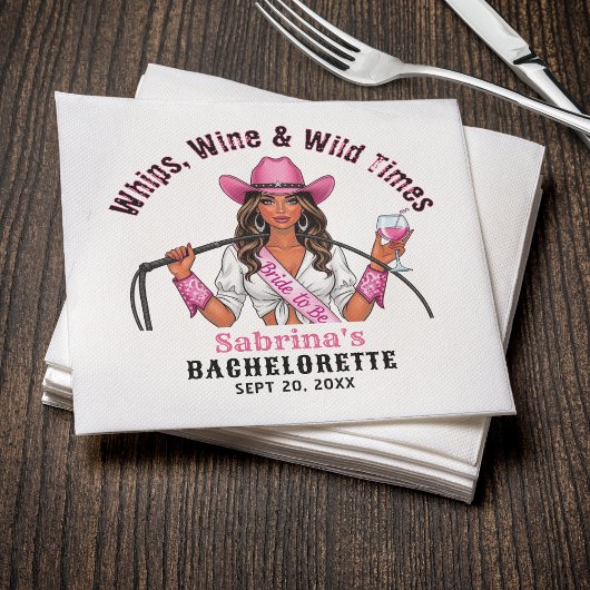 Cowgirl Junggeselinnen-Abschied Whips Wine & Wild  Serviette
