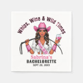 Cowgirl Junggeselinnen-Abschied Whips Wine & Wild Serviette (Vorderseite)