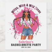 Cowgirl Junggeselinnen-Abschied Whips Wine & Wild Weinetikett (Einzelnes Label)