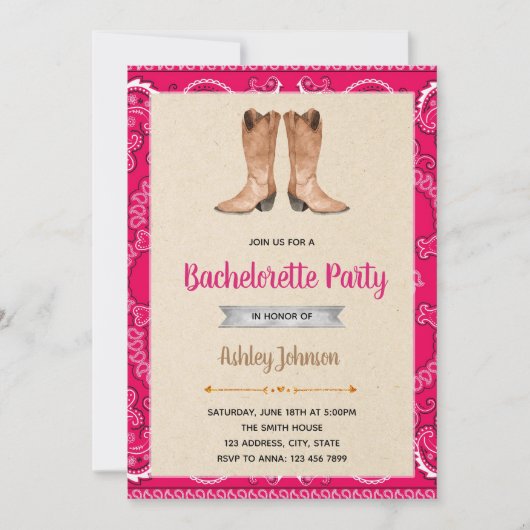 Cowgirl-Junggeselinnen-Abschiedseinladung Einladung (Vorderseite)