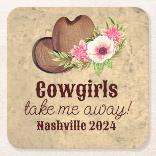 Cowgirl-Junggesellinnen-Abschiedsgeschenk Rustikal Rechteckiger Pappuntersetzer