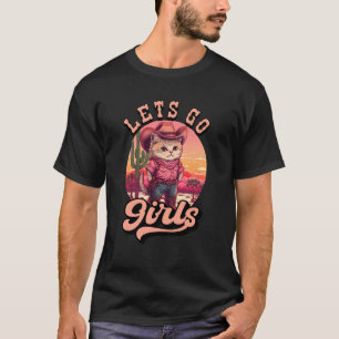 Cowgirl Katze Los geht's Mädchen Howdy Western Cow T-Shirt