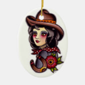Cowgirl Keramik Ornament (Vorne)