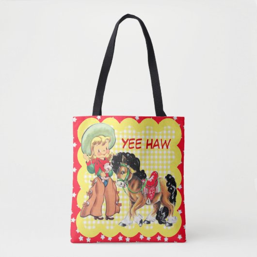 Cowgirl-Kind mit Pferdekundenspezifischer Tasche (Vorderseite)