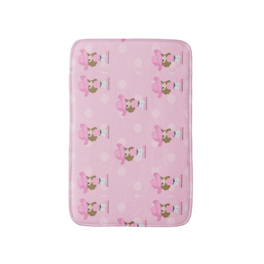 Cowgirl Kind rosa Hut und Stiefel Polka Dots Bath Badematte (Vorderseite Vertikal)