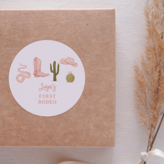 Cowgirl Land 1 Geburtstag Gastgeschenk Runder Aufkleber