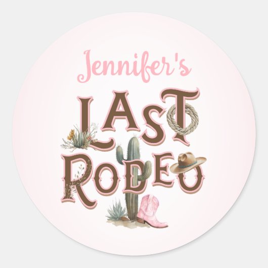 Cowgirl Last Rodeo Bachelorette Runder Aufkleber (Vorderseite)