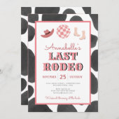 Cowgirl Last Rodeo Disco Bachelorette Einladung (Vorne/Hinten)