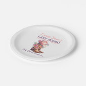 Cowgirl Last Rodeo Pink Bachelorette Pappteller (Schrägansicht)