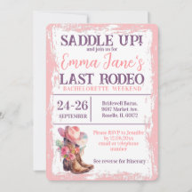 Cowgirl Last Rodeo Pink Bachelorette Wochenende
